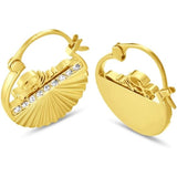 Police Seashell Ladies Gold Plated Earrings with Crystals