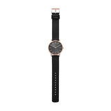 Skagen Hagen Unisex Grey Dial Watch Rose Gold Black Leather Strap