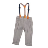 Ein Ghein Kids Baby Boy's Light Grey with Navy & White Suspenders