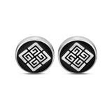 Guy Laroche Charlie Gents Stainless Steel Silver With Black Enamel Cufflinks
