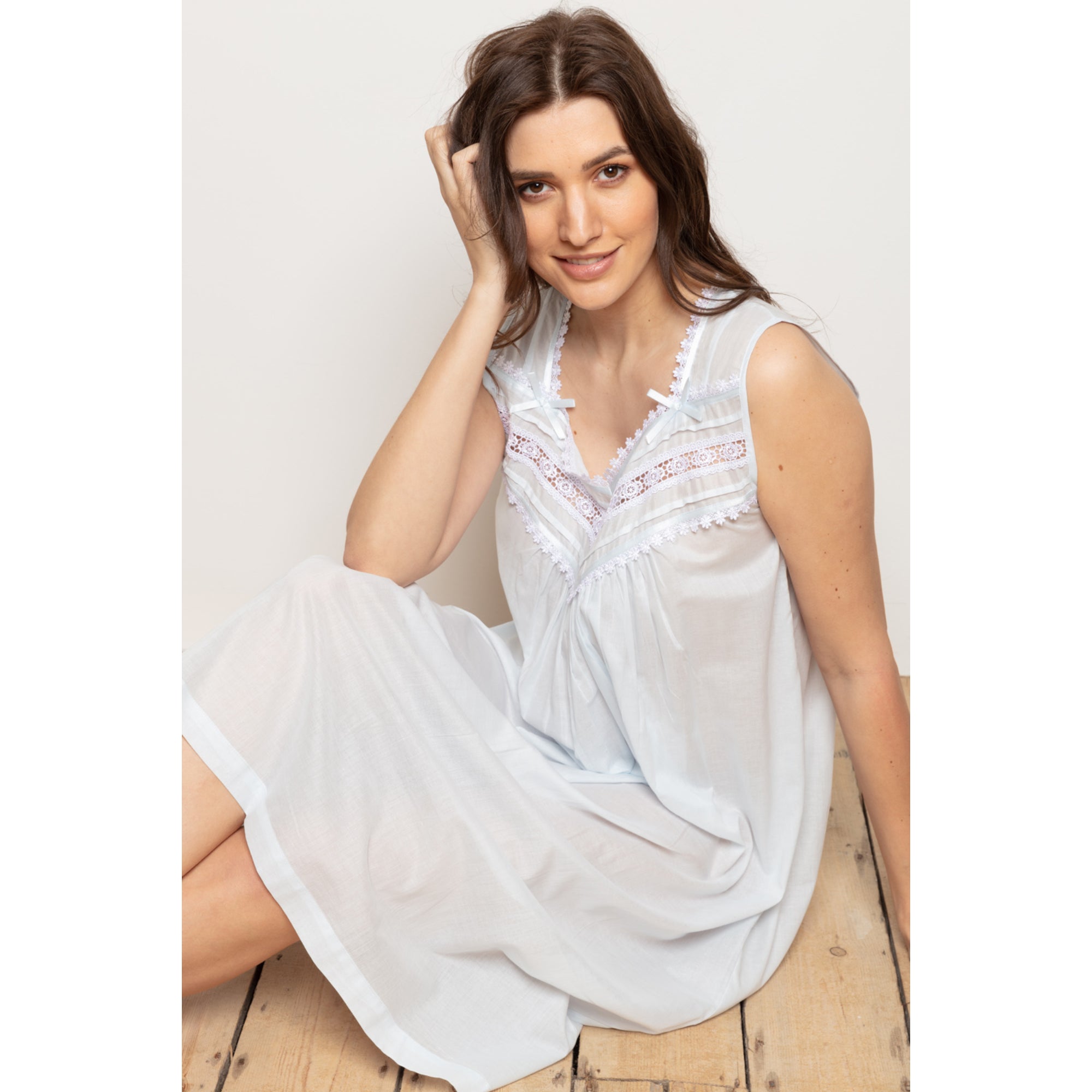 Cottonreal Women's Raffas Pale Blue Deluxe Nightdress | All Lingerie | Nightdress | Nightdresses | Nightwear | Women | Womens Cottonreal Women's Raffas Pale Blue Deluxe Nightdress | All Lingerie | Nightdress | Nightdresses | Nightwear | Women | Womens