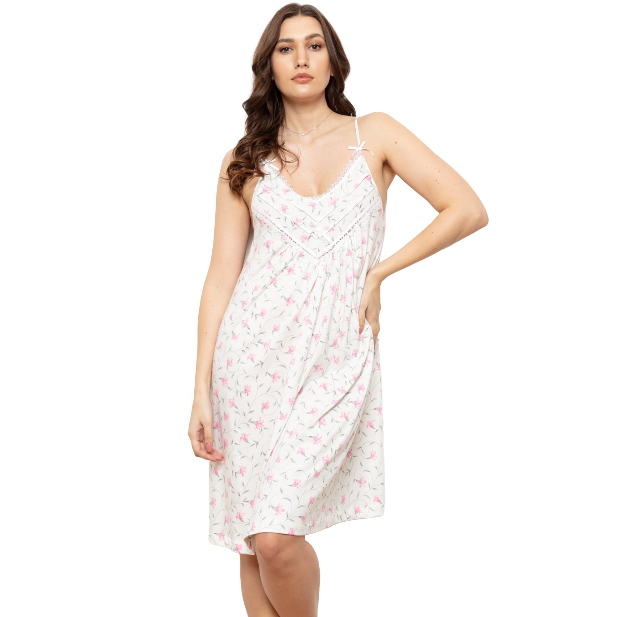 Cottonreal Women's Felicity Cream/Fuchsia Super Jersey Freesia Flora Nightdress | All Lingerie | Nightdress | Nightdresses | Nightwear | Women | Womens Cottonreal Women's Felicity Cream/Fuchsia Super Jersey Freesia Flora Nightdress | All Lingerie | Nightdress | Nightdresses | Nightwear | Women | Womens