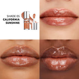 YSL Loveshine Gloss in shimmery coppery-brown, in a clear tube with silver-toned cap and gold-toned logo. Applicator wand wit