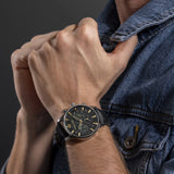 Police Urban Gents Watch with Green Semi-Transparent Dial and Black Leather Strap