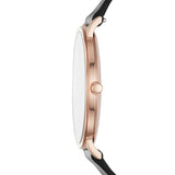 Skagen Hagen Unisex Grey Dial Watch Rose Gold Black Leather Strap