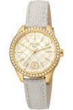 Ferre Milano Donna Daniela Ladies Champagne Dial Gold Plated Case White Leather Strap Watch