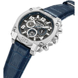 Police Norwood Gents Chronograph Charcoal Dial Silver Blue Leather Strap Watch