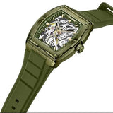 Police Skeletor Gents Olive Dial Olive Silicone Strap Watch
