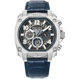 Police Norwood Gents Chronograph Charcoal Dial Silver Blue Leather Strap Watch
