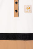 Aigner Kids Girl's Beige and White Polo Dress with Logo Waistband