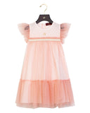 Aigner Kids Girl's Pink Tulle Dress with Gold Polka Dots