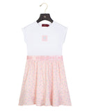 Aigner Kids Girl's Pink Pleated Dress with Logo Waistband