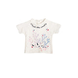Ein Ghein Kids Baby Girl's Top White with Navy & Colored Embroidery with Necklace