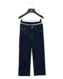 Aigner Kids Boy's Dark Denim Branded Waistband Jeans