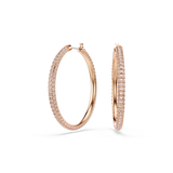 Swarovski Dextera hoop earrings, Pavé, Large, White, Rose gold-tone plated