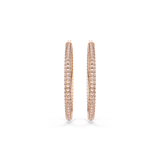 Swarovski Dextera hoop earrings, Pavé, Large, White, Rose gold-tone plated