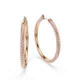 Swarovski Dextera hoop earrings, Pavé, Large, White, Rose gold-tone plated