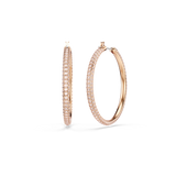 Swarovski Dextera hoop earrings, Pavé, Large, White, Rose gold-tone plated