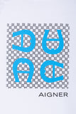 Aigner Kids Boy's White With Blue Logo T-shirt