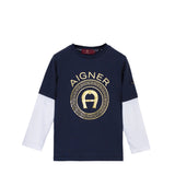 Aigner Kids Boy's Navy Long Sleeve T-shirt