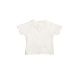 Ein Ghein Kids Baby Girl's Top White with Navy & Colored Embroidery with Necklace