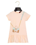 Aigner Kids Baby Girl's Pink Dress with Purse Print and Ruffled Hem