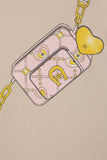 Aigner Kids Girl's Beige Dress with Quilted Bag Print and Ruffle Sleeves
