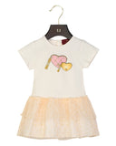 Aigner Kids Baby Girl's White Dress with Heart Print and Tulle Skirt