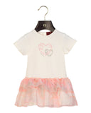 Aigner Kids Baby Girl's White Dress with Heart Motif and Marble Ruffle Skirt