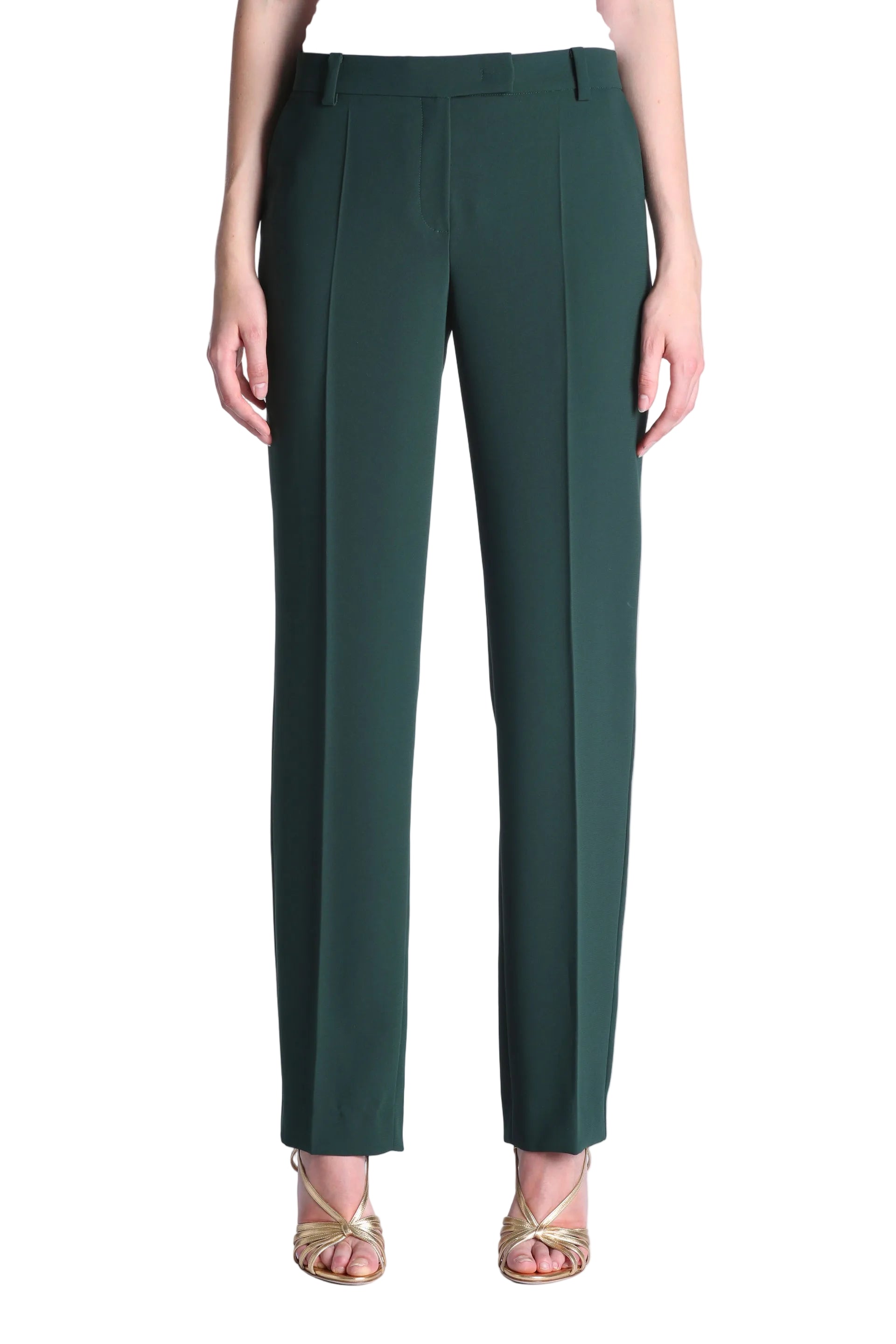 Aubergine tailored straight leg trousers with front pleats and belt loops