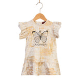 Aigner Kids Baby Girl's  Ivory and Gold Logo Dress