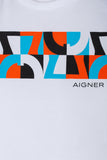 Aigner Kids طقم تي شيرت أبيض وبرتقالي للأولاد الرضع مع برمودا