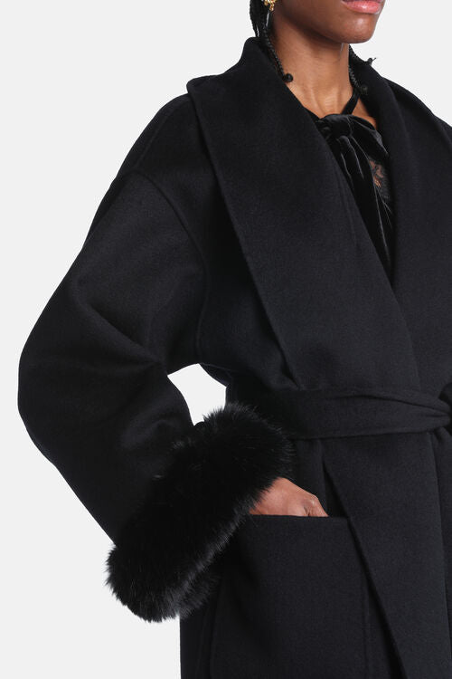 Luisa Spagnoli Situazione Women's Peacoat with Faux Fur Cuffs