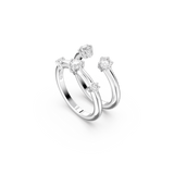 Swarovski Constella Ring Set (2), Round cut, White, Rhodium plated, 50