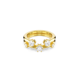 Swarovski Constella Ring, Set (2), Round cut, White, 18K gold finish