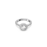 Swarovski Constella cocktail Ring Round cut, Pave, White, Rhodium plated, 52