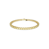 Swarovski Matrix Tennis bracelet, Round cut, White, Gold-tone plated
