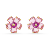 Swarovski Florere Stud Earrings Flower, Pink, Gold-tone plated