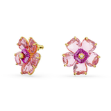 Swarovski Florere Stud Earrings Flower, Pink, Gold-tone plated