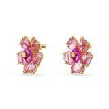Swarovski Florere Stud Earrings Flower, Pink, Gold-tone plated