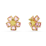 Swarovski Florere Stud Earrings Flower, Pink, Gold-tone plated