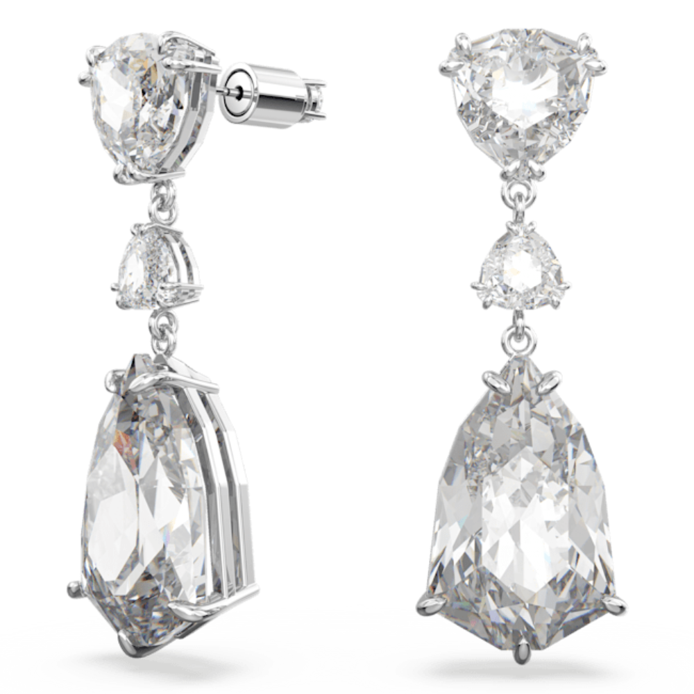 Swarovski Mesmera Drop Earrings Mixed cuts, White, Rhodium plated ...