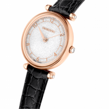 Swarovski Crystalline Wonder Watch Swiss Made, Leather strap, Black, Rose gold-tone finish