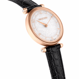 Swarovski Crystalline Wonder Watch Swiss Made, Leather strap, Black, Rose gold-tone finish