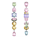 Swarovski Gema Drop Earrings Asymmetrical design, Mixed cuts, Long, Multicolored, Rhodium plated