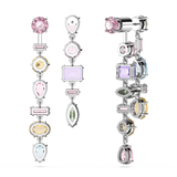 Swarovski Gema Drop Earrings Asymmetrical design, Mixed cuts, Long, Multicolored, Rhodium plated
