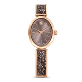 Swarovski Crystal Rock Oval watch Swiss Made, Metal bracelet, Black, Rose gold-tone finish
