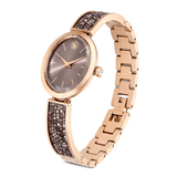 Swarovski Crystal Rock Oval watch Swiss Made, Metal bracelet, Black, Rose gold-tone finish