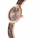 Swarovski Crystal Rock Oval watch Swiss Made, Metal bracelet, Black, Rose gold-tone finish