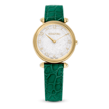 Swarovski Crystalline Wonder Watch Swiss Made, Leather strap, Green, Gold-tone finish